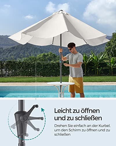 290 cm Garden Parasol Umbrella, UPF 50+, Sun Shade, 30° Tilt in 2 Directions, Crank Handle for Opening and Closing, for Outdoor Gardens Pool Balcony Patio, Base Not Included, Beige