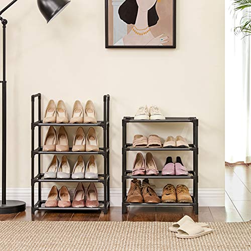 8-Tier Shoe Rack, Shoe Shelf, Shoe Storage Organiser, Space-Saving, 28 x 46 x 145 cm, Metal Frame, Non-Woven Fabric Shelves, for Hallway, Bedroom, Black