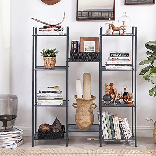 Bathroom Shelf Metal Kitchen Shelf 5 Tier Bathroom Shelf Standing Shelf Plant Shelf Expandable Adjustable Shelves Industrial Design for Bathroom Kitchen Black