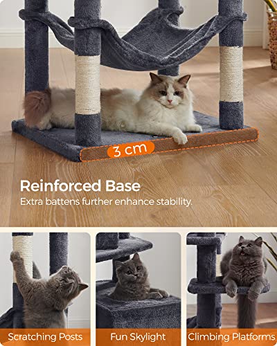 Cat Scratching Post 191 cm with Soft Plush Smoke Grey