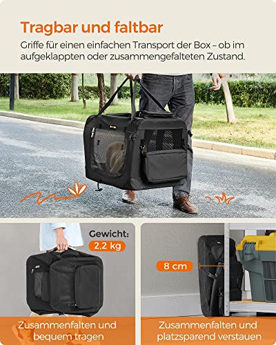 Dog Carrier, Folding Fabric Pet Carrier, 50 x 35 x 35 cm, Black