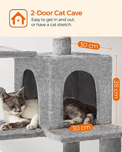 Cat Tree, Cat Condo with Hammock, 143 cm, Light Grey