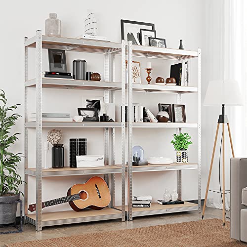 5-Tier Shelving Unit, Steel Shelving Unit for Storage, Tool-Free Assembly, for Garage, Shed, Load Capacity 600 kg, 50 x 100 x 200 cm, Silver