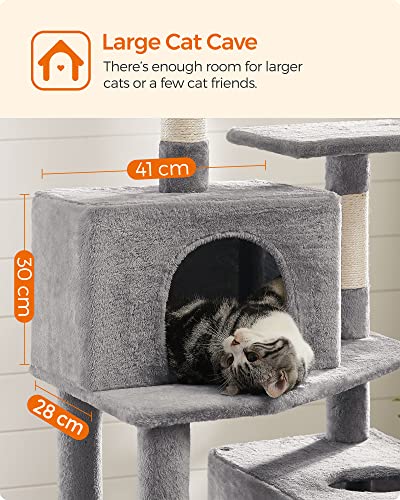 Cat Tree, 191 cm Tall Cat Tower, Scratching Posts, Soft, Light Grey