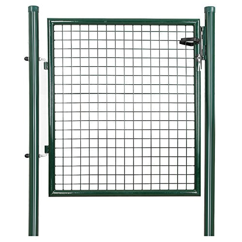 Garden Gate, Galvanised Steel, Sturdy and Durable, Lockable, 87 x 100 cm (Side Columns Not Included), 5 x 20 cm Mesh Grid, Green