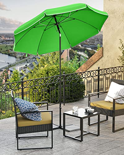 2 m Parasol, Beach Umbrella, UPF 50+, Sun Protection, Portable Octagonal Polyester Canopy, Fibreglass Ribs, Tilt Mechanism, Carry Bag, for Beach Garden Balcony Pool, Green