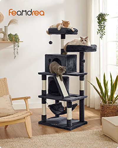 Cat Scratching Post with 2 Caves 155 cm Smoke Grey