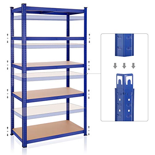 5-Tier Shelving Unit, Steel Shelving Unit for Storage, Tool-Free Assembly, for Garage, Shed, Load Capacity 600 kg, 50 x 100 x 200 cm, Blue