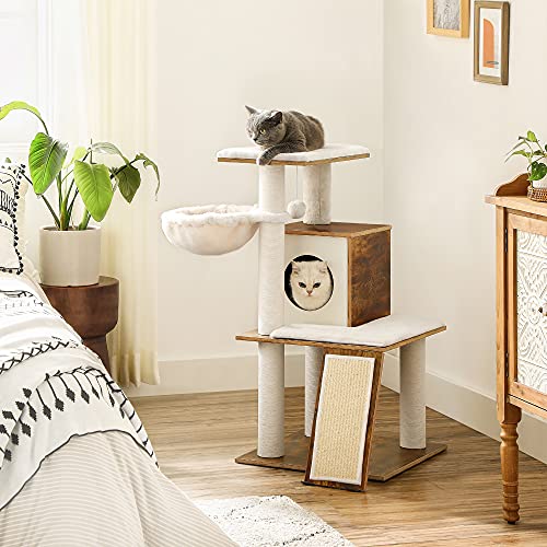 Cat Tree, 96 cm Tall Cat Tower, Walnut Colour