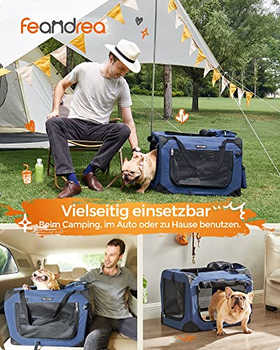 Dog Carrier, Folding Fabric Pet Carrier, 50 x 35 x 35 cm, Dark Blue