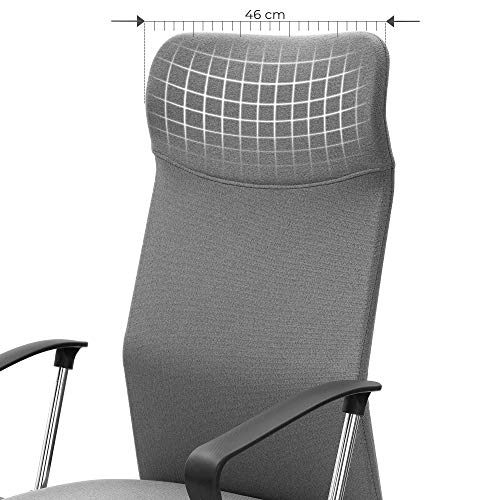 Office Chair Ergonomic Swivel Chair Padded Seat Fabric Cover Height-Adjustable and Tiltable up to 120 kg Load Capacity Grey