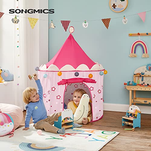 Princess Castle Play Tent for Girls Toddlers, Indoor and Outdoor Playhouse, Portable Pop Up Play Teepee, Gift for Kids, Pink