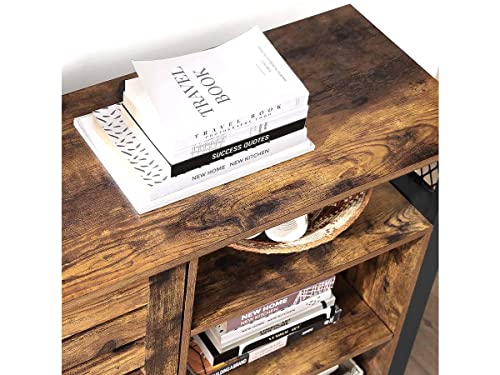 Storage Cabinet, Sideboard with 2 Doors, Adjustable Shelves, for Dining Room, Living Room, Kitchen, 110 x 33 x 75 cm, Industrial Style, Rustic Brown and Black