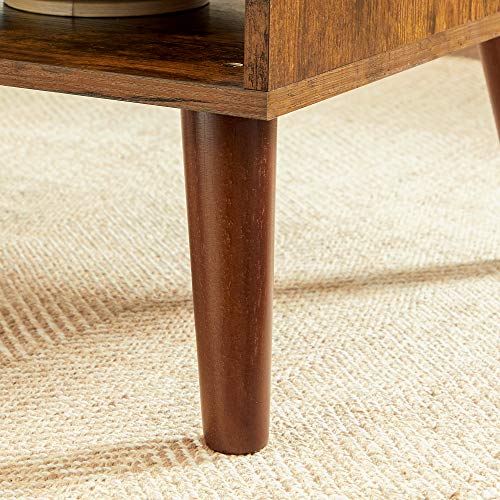 Retro Coffee Table, Cocktail Table, Mid-Century Modern Accent Table with Storage Shelf for Living Room, Reception, Easy Assembly, Brown