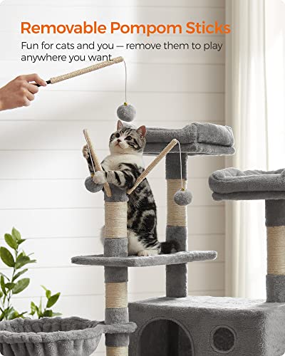 Cat Tree, XXL Cat Condo, 164 cm, Light Grey