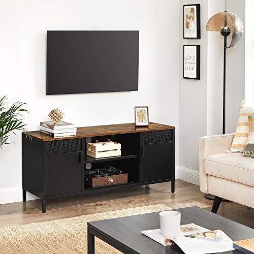 TV Stand, TV Cabinet, TV Table with 3 Adjustable Shelves, for TV up to 55 Inches, for Living Room, Bedroom, Rustic Brown and Black