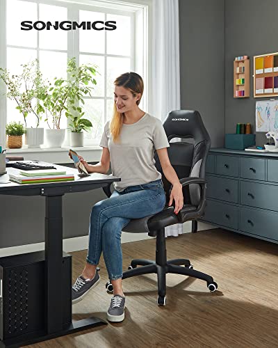 Racing Sport Office Chair with Tilt Function Computer Desk Swivel Chair PU Black-Grey