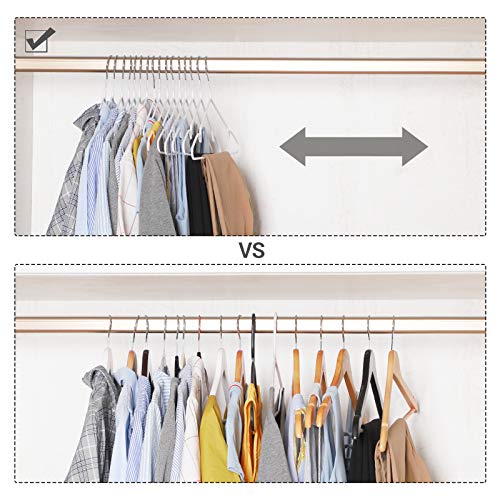 Metal Hangers, 20 Pack Non-Slip Clothes Hangers, 0.4 cm Thick, Space Saving, 360° Swivel Hooks, for Coats, Shirts, Blouses, Dresses, Tops, PVC Coating, White