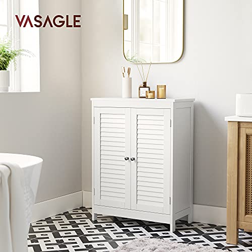 Bathroom Cabinet, Bathroom Cabinet, Storage Cabinet with 2 Doors, with 2 Adjustable Shelves, Scandinavian Style, White