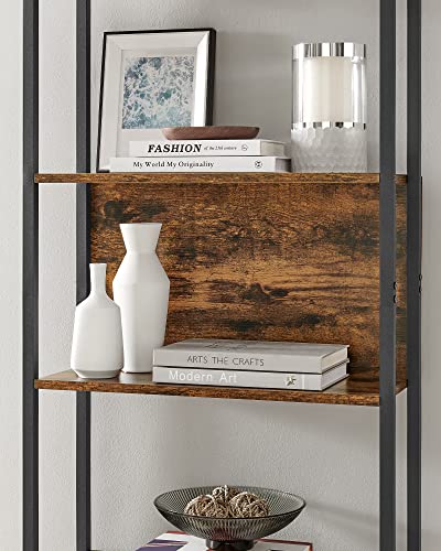 Bookcase, Shelving Unit with 6 Shelves, Bookshelf, Steel Structure, for Living Room, Hallway, Office, Industrial Style, Rustic Brown and Black