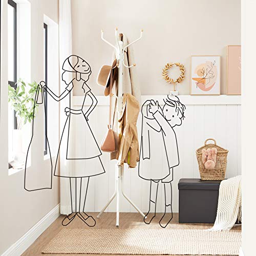 Metal Coat Rack, Clothes Stand, Hat Handbag Hanger, 182 cm Tall Hall Tree,  , creamy white/ Ivory