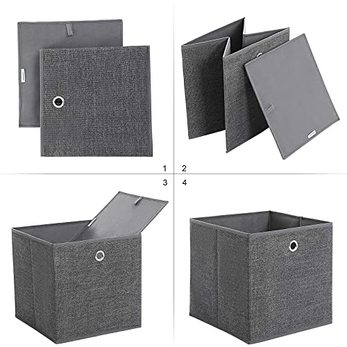 Storage Cubes, Set of 6, Non-Woven Fabric Foldable Storage Boxes and Toy Clothes Organiser Bins, Grey