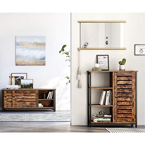 Storage Cabinet, Cupboard, Multipurpose Cabinet, 3 Shelves and a Cabinet with Door, for Kitchen, Living Room, Home Office, Industrial Style, Rustic Brown and Black