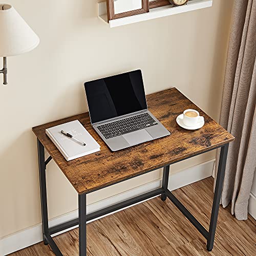 Writing Desk, Computer Desk, Small Office Table, 80 x 50 x 75 cm, Study, Home Office, Simple Assembly, Steel, Industrial Design, Rustic Brown and Black