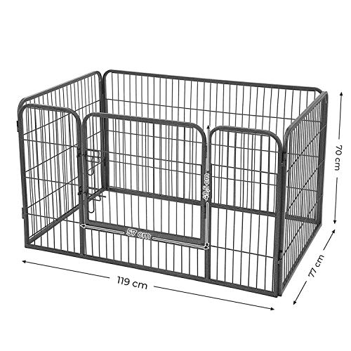 Puppy Playpen Heavy Duty Play Whelping Pen 4 Parts Grey 122 x 70 x 80 cm