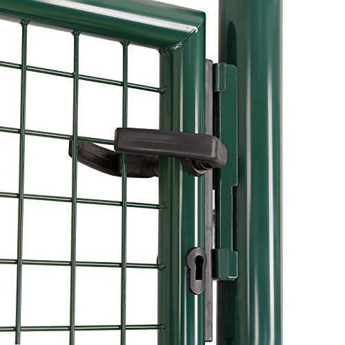 Garden Gate, Galvanised Steel, Sturdy and Durable, Lockable, 87 x 100 cm (Side Columns Not Included), 5 x 20 cm Mesh Grid, Green