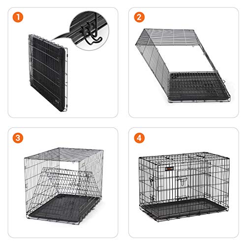 Dog Cage, Dog Crate with 2 Doors, 122 x 74.5 x 80.5 cm, Black