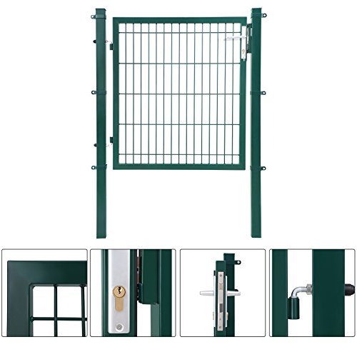 Grid Garden Gate Welding Garden Door with Lock and Keys Sturdy and Durable Sized 106 x 150 cm Grid Size 50 x 200 mm Green