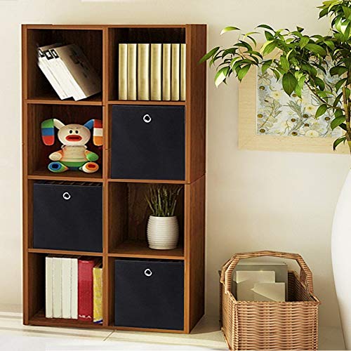 Set of 6 Foldable Storage Boxes, Fabric Storage Cubes, Clothes Organiser, Toy Bins with Grommet, 30 x 30 x 30 cm, for Bedroom, Living room, Black