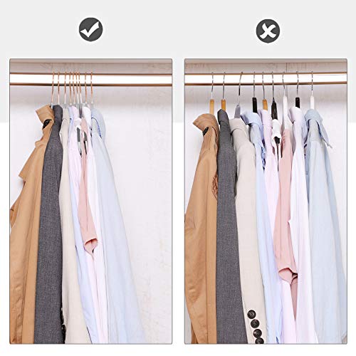 Set of 30 Clothes, Non-Slip Plastic, Space-Saving Coat Hangers, 0.5 cm Thick, 42 cm Long, 360° Swivel Hook in Rose Gold, Light Dark Grey , 42B x 21.5H cm