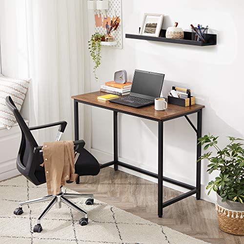 Computer Desk, Small Office Desk and Workstation, Work Desk for Home Office, Study, Bedroom, 50 x 100 x 75 cm, Industrial Style, Metal Frame, Hazelnut Brown and Black