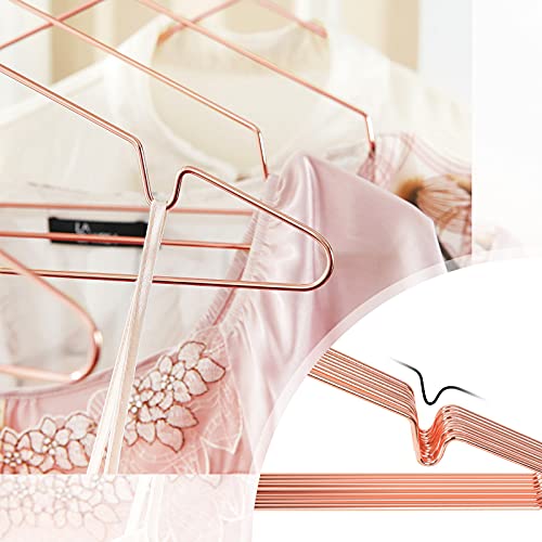 20-Pack Clothes Hangers, Space-Saving Coat Suit Hangers, Rust-Resistant, Chrome-Plated, 42 cm, Rose Gold