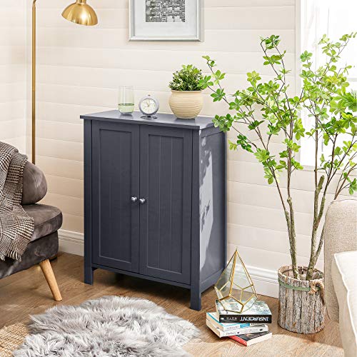 Freestanding Bathroom Cabinet Storage Cupboard Unit with 2 Doors and 2 Adjustable Shelves, Grey