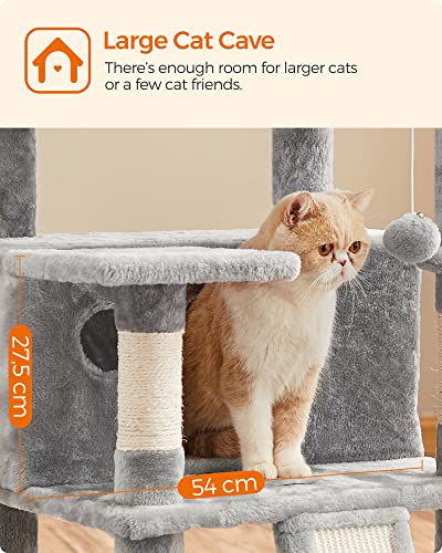 Cat Tree, XXL Cat Condo 172 cm, Light Grey