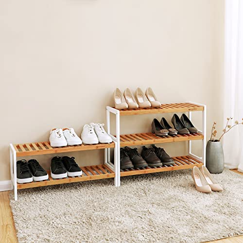 3-Tier Bamboo Shoe Rack, Stand Organizer, Storage Shelf, 70 x 26 x 55 cm (W x D x H), ideal for Hallway, Bathroom, Living Room, bedroom and Corridor