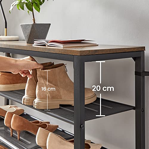 8-Tier Shoe Rack, Shoe Storage with 7 Metal Mesh Shelves, for 32-40 Pairs of Shoes, Large Shoe Organiser, for Hallway, Bedroom, 100 x 30 x 152 cm, Rustic Brown and Black