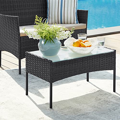 Balcony Garden Furniture Set PE Polyrattan Lounge Set Patio Furniture Outdoor for Patio Balcony Garden Black Taupe