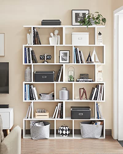 Wooden Bookcase, Cube Display Shelf and Room Divider, 6-Tier Bookshelf, Freestanding Shelving Unit, White