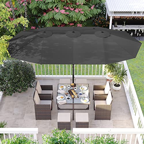 460 x 270 cm Double-Sided Parasol Umbrella, Extra Large Garden Patio Parasol, Twin Sun Shade Canopy, UPF 50+ Protection, Crank, For Market Outdoor Garden Terrace, No Base, Grey