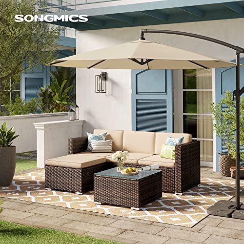 Balcony Furniture Garden Furniture Set PE Polyrattan Lounge Set with Cushions and Glass Table Patio Furniture Corner Sofa Outdoor for Patio Balcony Garden Brown Taupe