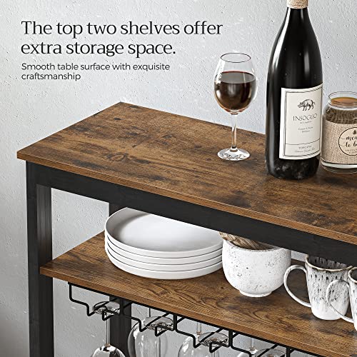 Wine Rack 24 Wine Bottles Standing Bottle Rack with Glass Holders for Kitchen Bar Dining Room Vintage Brown Black