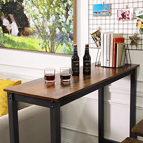 Bar Table, Narrow Rectangular Bar Table, Kitchen Table, Pub Dining High Table, Sturdy Metal Frame, 120 x 40 x 100 cm, Easy Assembly, Industrial Design, Rustic Brown and Black