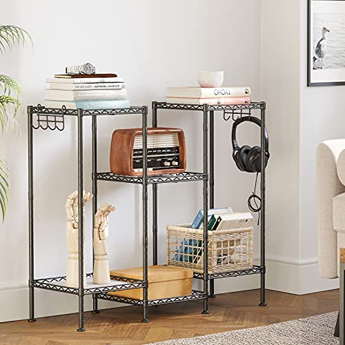 Bathroom Shelf, 3-Tier Wire-Shelving Unit, Metal Storage Rack, Total Load Capacity 60 kg, with 3 PP Sheets, 30 x 30 x 73 cm, Expandable Design, for Small Space, Black