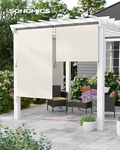 2.5 X 1.8 m (L x W) Vertical Awning for Patio and Balcony with Housing, Outdoor Protection from Sun and Wind, Privacy Screen, Beige