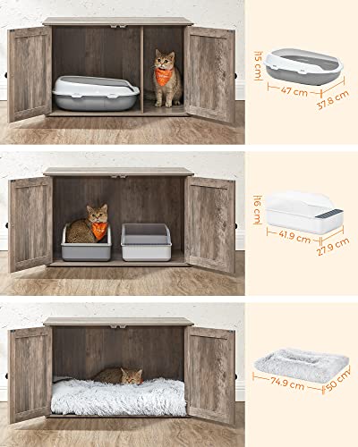 Greige  Cat Litter Tray Cabinet with Doors for Cat Litter Tray Cat House Easy Assembly