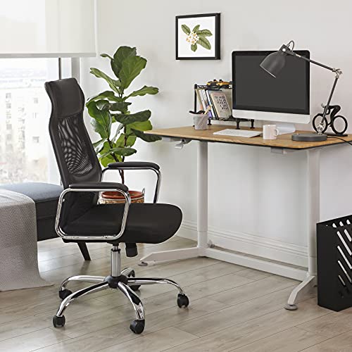 Office Chair Mesh Desk Chair Ergonomic Computer Chair Breathable Back with Head and Lumbar Support Height Adjustable up to 140 kg Black